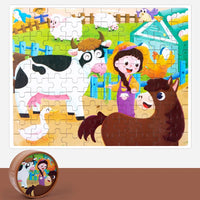HKM-988883 Children's Dinosaur Jigsaw Puzzle - 100 Pieces Cartoon Barrel Puzzle Toy
