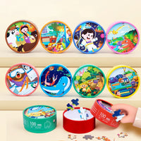 HKM-988883 Children's Dinosaur Jigsaw Puzzle - 100 Pieces Cartoon Barrel Puzzle Toy