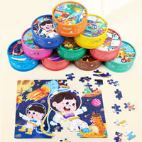 HKM-988883 Children's Dinosaur Jigsaw Puzzle - 100 Pieces Cartoon Barrel Puzzle Toy