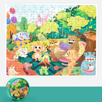 HKM-988883 Children's Dinosaur Jigsaw Puzzle - 100 Pieces Cartoon Barrel Puzzle Toy