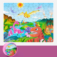 HKM-988883 Children's Dinosaur Jigsaw Puzzle - 100 Pieces Cartoon Barrel Puzzle Toy