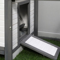 HKM-9889085 77" Wooden Chicken Coop with Nesting Box and Removable Tray for Backyard Use