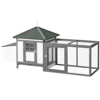 HKM-9889085 77" Wooden Chicken Coop with Nesting Box and Removable Tray for Backyard Use