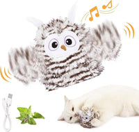 HKM-988947 Rechargeable Automatic Cat Toy - Interactive Owl with Catnip, Flapping Wings & Melodic Sounds for Indoor Play