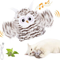 HKM-988947 Rechargeable Automatic Cat Toy - Interactive Owl with Catnip, Flapping Wings & Melodic Sounds for Indoor Play