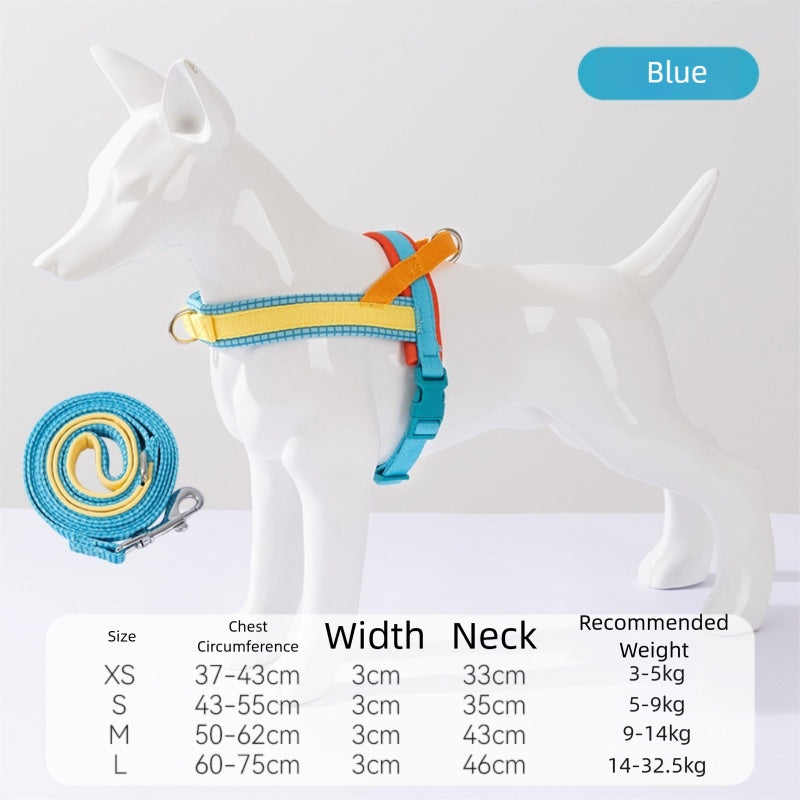 HKM-9889981 Escape-Proof Colorful Dog Harness & Leash Set for Small and Medium Dogs