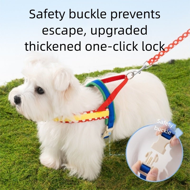 HKM-9889981 Escape-Proof Colorful Dog Harness & Leash Set for Small and Medium Dogs