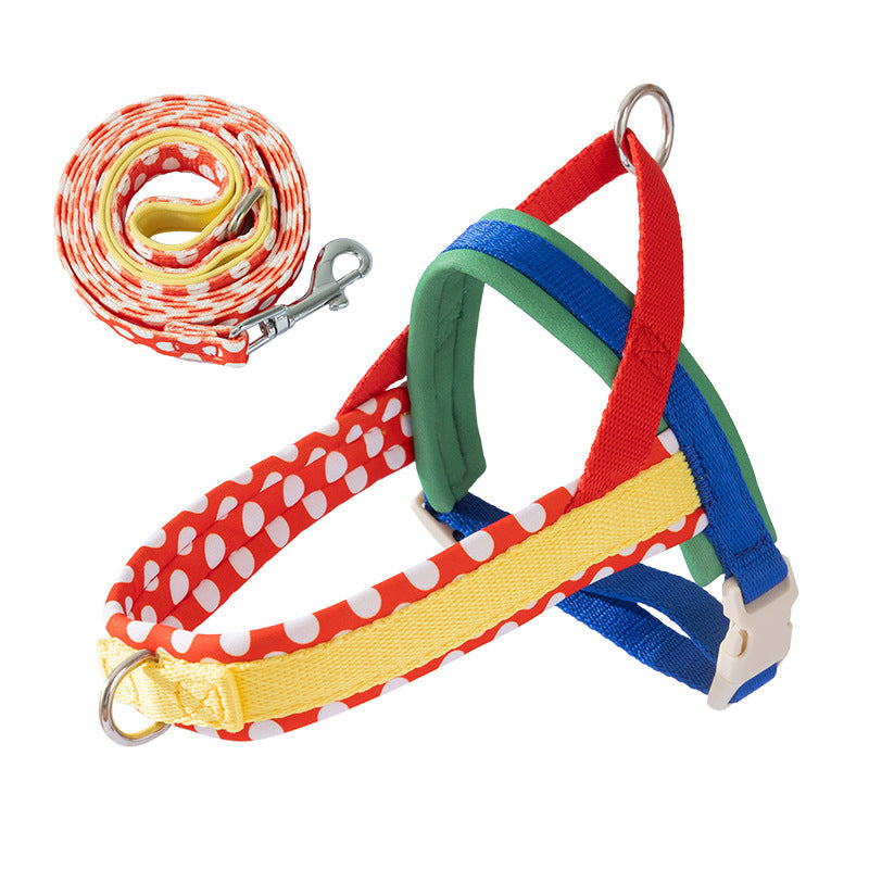HKM-9889981 Escape-Proof Colorful Dog Harness & Leash Set for Small and Medium Dogs