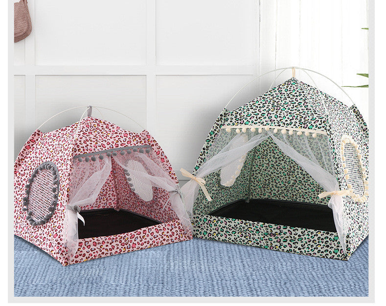 HKM-9890237 Comfortable Folding Tent for Cats and Small Dogs, Detachable Net Cover, Durable Cloth, Washable Design