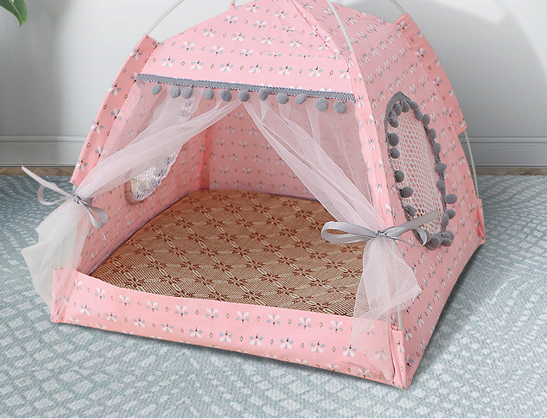HKM-9890237 Comfortable Folding Tent for Cats and Small Dogs, Detachable Net Cover, Durable Cloth, Washable Design