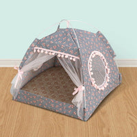 HKM-9890237 Comfortable Folding Tent for Cats and Small Dogs, Detachable Net Cover, Durable Cloth, Washable Design