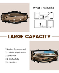 HKM-989139 15.6 Inch Canvas Laptop Tote Bag for Women with Leather Accents Ideal for Office and Business Use