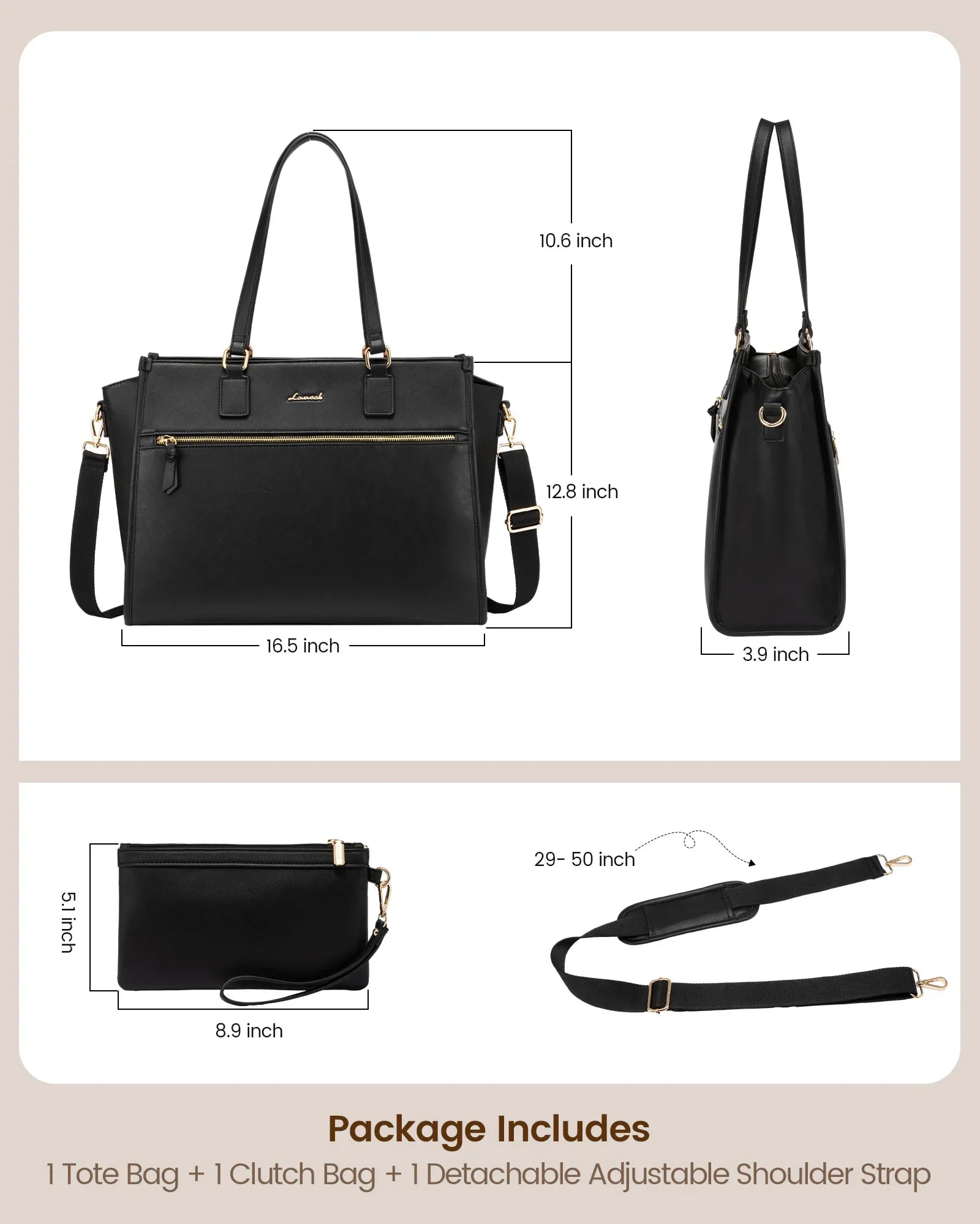 HKM-989139 15.6 Inch Canvas Laptop Tote Bag for Women with Leather Accents Ideal for Office and Business Use