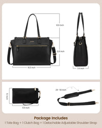 HKM-989139 15.6 Inch Canvas Laptop Tote Bag for Women with Leather Accents Ideal for Office and Business Use