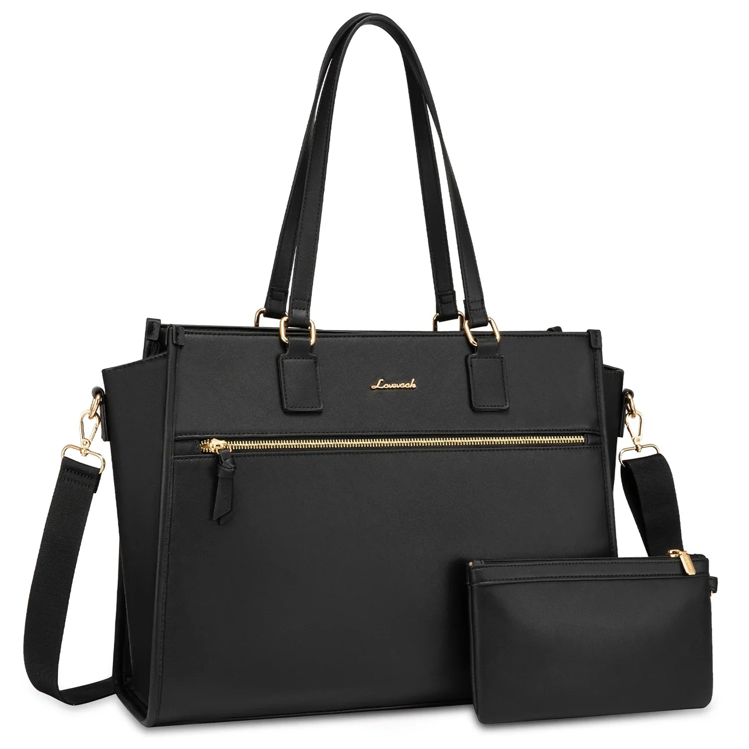 HKM-989139 15.6 Inch Canvas Laptop Tote Bag for Women with Leather Accents Ideal for Office and Business Use