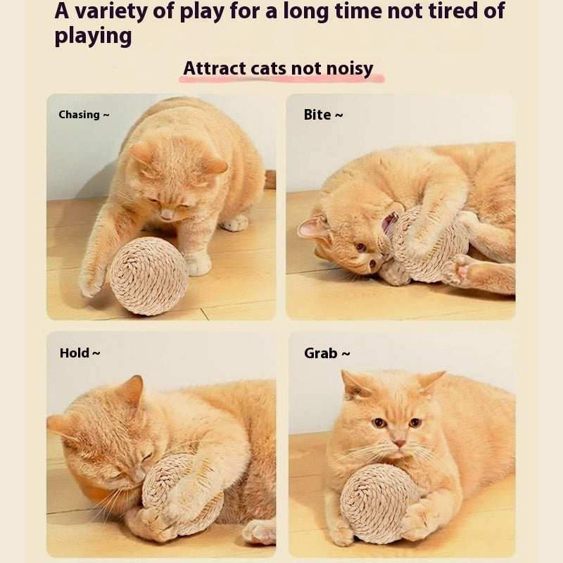 HKM-9892029 Sisal Ball Cat Toy for Stress Relief - Colorful, 8CM Paper String Design
