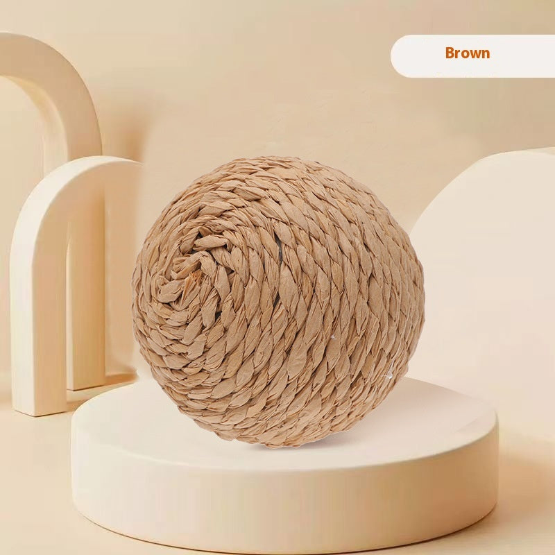 HKM-9892029 Sisal Ball Cat Toy for Stress Relief - Colorful, 8CM Paper String Design