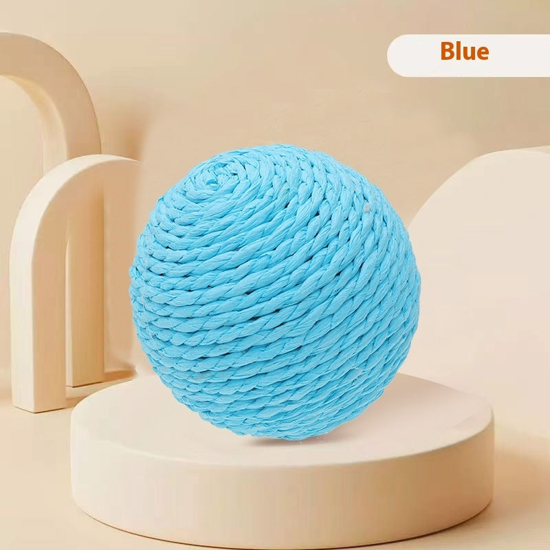 HKM-9892029 Sisal Ball Cat Toy for Stress Relief - Colorful, 8CM Paper String Design