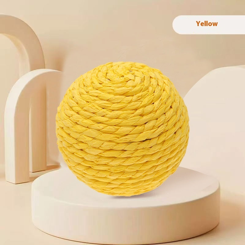 HKM-9892029 Sisal Ball Cat Toy for Stress Relief - Colorful, 8CM Paper String Design
