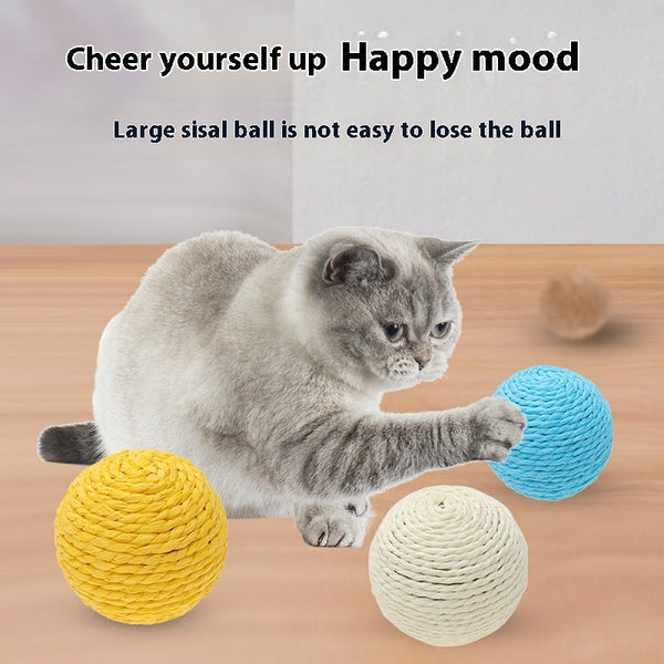 HKM-9892029 Sisal Ball Cat Toy for Stress Relief - Colorful, 8CM Paper String Design