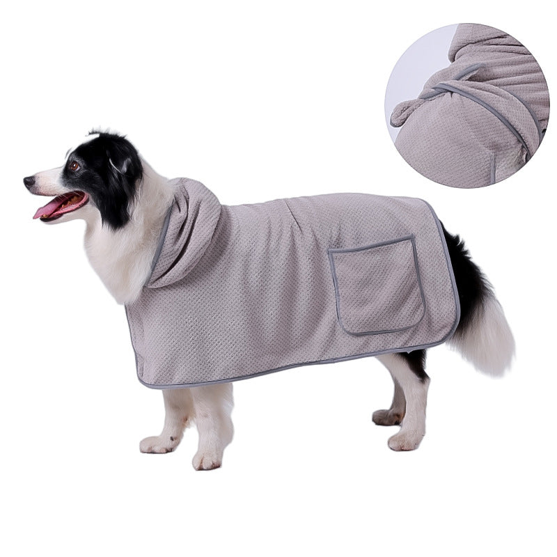 HKM-9892669 High Absorbent Quick-Drying Dog Bath Towel Robe with Adjustable Waistband