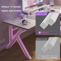 HKM-989459 Minimalist White Computer Desk for Home and Office - Multi-Purpose Workbench and Gaming Table