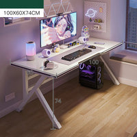 HKM-989459 Minimalist White Computer Desk for Home and Office - Multi-Purpose Workbench and Gaming Table