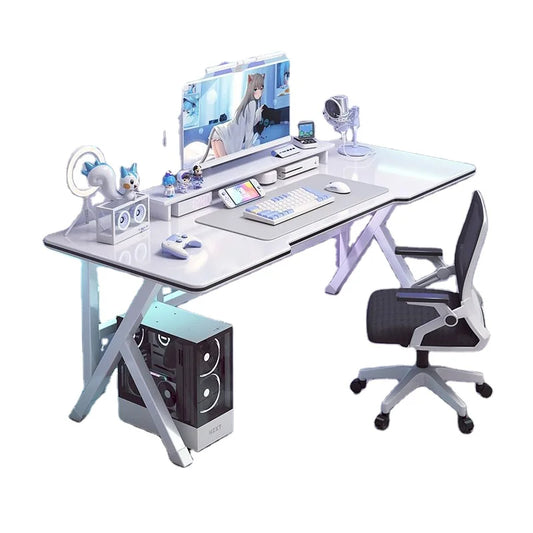 HKM-989459 Minimalist White Computer Desk for Home and Office - Multi-Purpose Workbench and Gaming Table