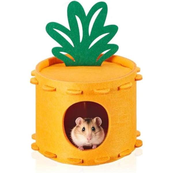 HKM-989587 Carrot-Shaped Felt Hamster House for Syrian and Dwarf Hamsters, Easy to Clean Gerbil Hideaway and Cage Decor