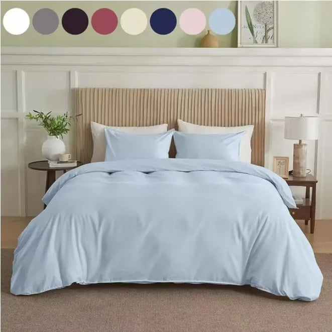 HKM-989907 Solid Twin Duvet Cover for Easy Maintenance and Comfort