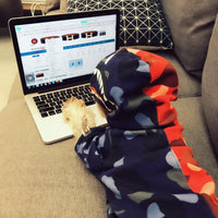 HKM-9901117 Sporty Cotton Sweater for Small to Medium Dogs, Retro Camouflage Design in Red and Blue, All-Season Wear