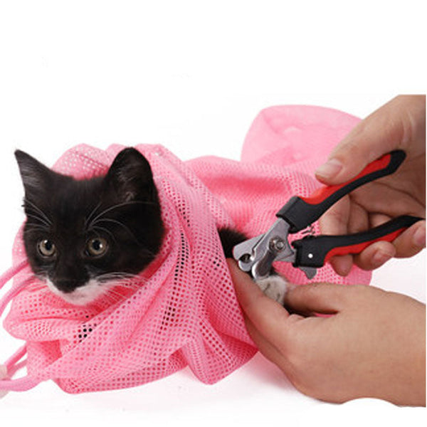 HKM-9902525 Cat Bathing Bag for Easy Grooming and Care - Mesh Polyester Fabric, Multi-Function Use