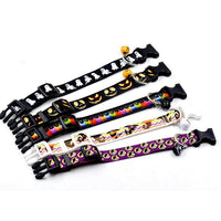 HKM-990291 Ghost Halloween Series Dog Collar with Bell for Pets, Adjustable Sizes S & L, Durable Nylon Material