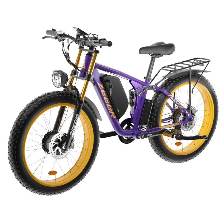 HKM-990291 Powerful 2000W Electric Mountain Bike with 48V Battery and Hydraulic Disc Brakes - 7 Speed, 26" Fat Tires, Color LCD Display
