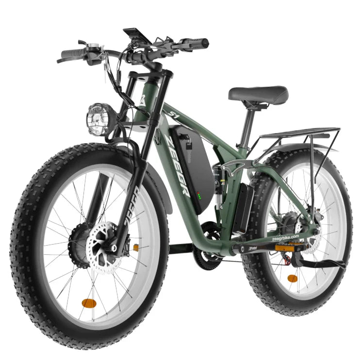 HKM-990291 Powerful 2000W Electric Mountain Bike with 48V Battery and Hydraulic Disc Brakes - 7 Speed, 26" Fat Tires, Color LCD Display