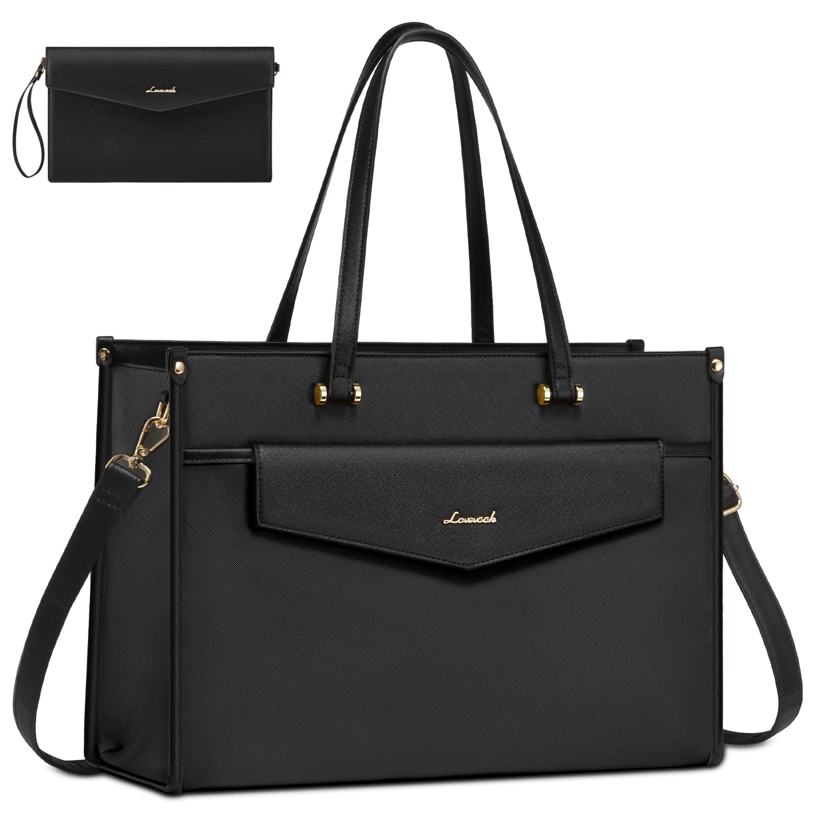 HKM-990291 Versatile 2-in-1 Laptop Tote and Shoulder Bag for Women, Ideal for Work, Travel, and School