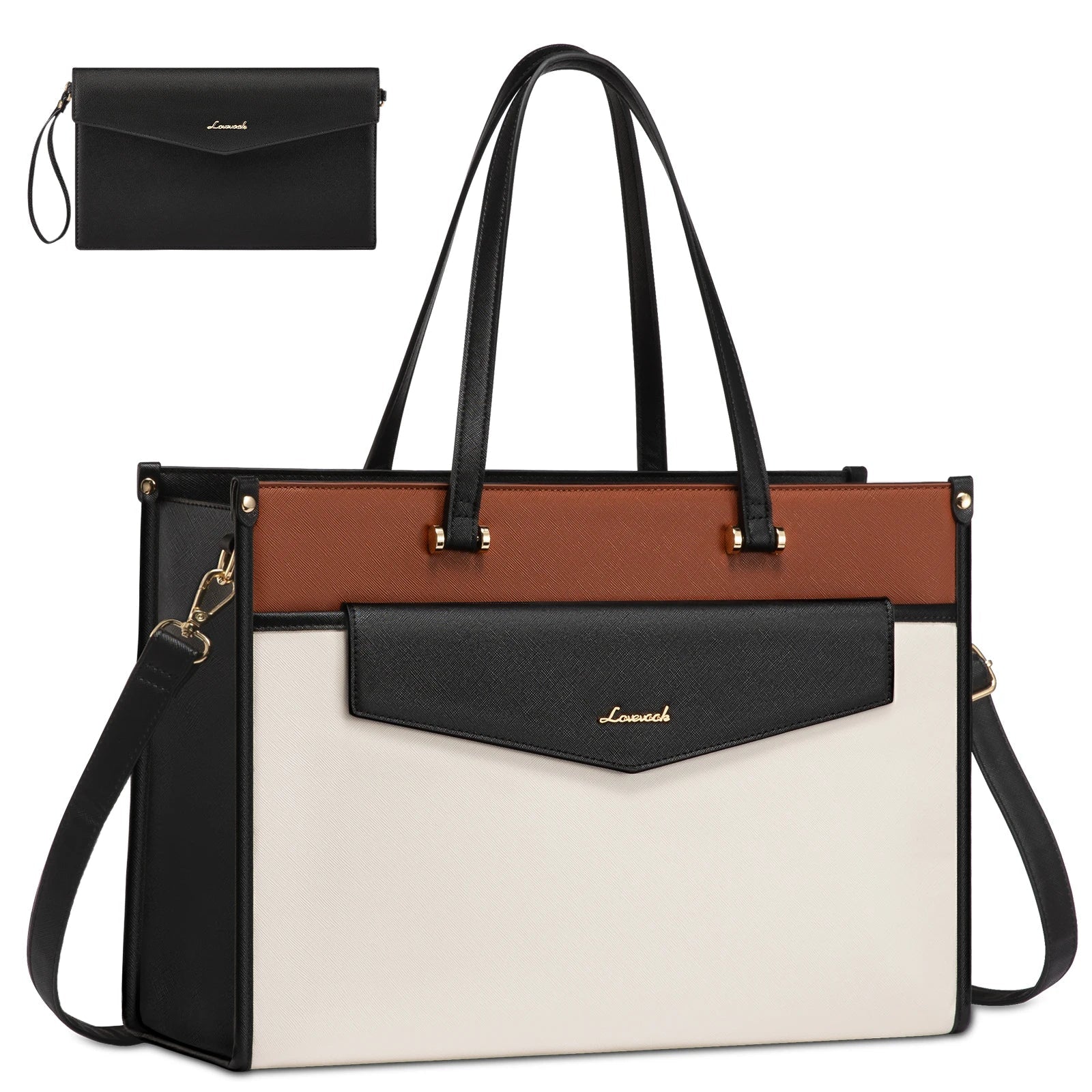 HKM-990291 Versatile 2-in-1 Laptop Tote and Shoulder Bag for Women, Ideal for Work, Travel, and School