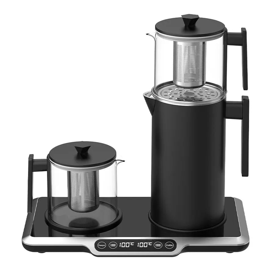 HKM-990355 Electric Glass Teapot with Temperature Control and 2.7L Capacity, Automatic Shut-Off, Stainless Steel Design