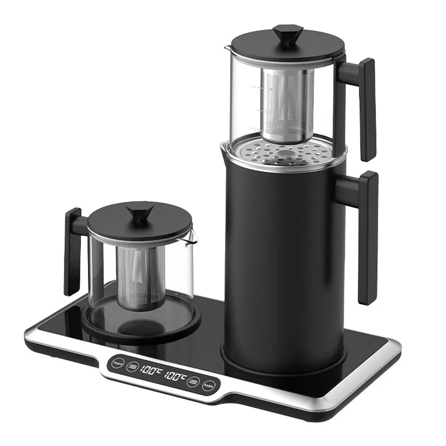 HKM-990355 Electric Glass Teapot with Temperature Control and 2.7L Capacity, Automatic Shut-Off, Stainless Steel Design