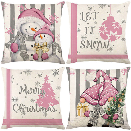 HKM-990419 Christmas-Themed Letter Pattern Pillowcase – 45 x 45 cm Polyester Cover in Various Colors