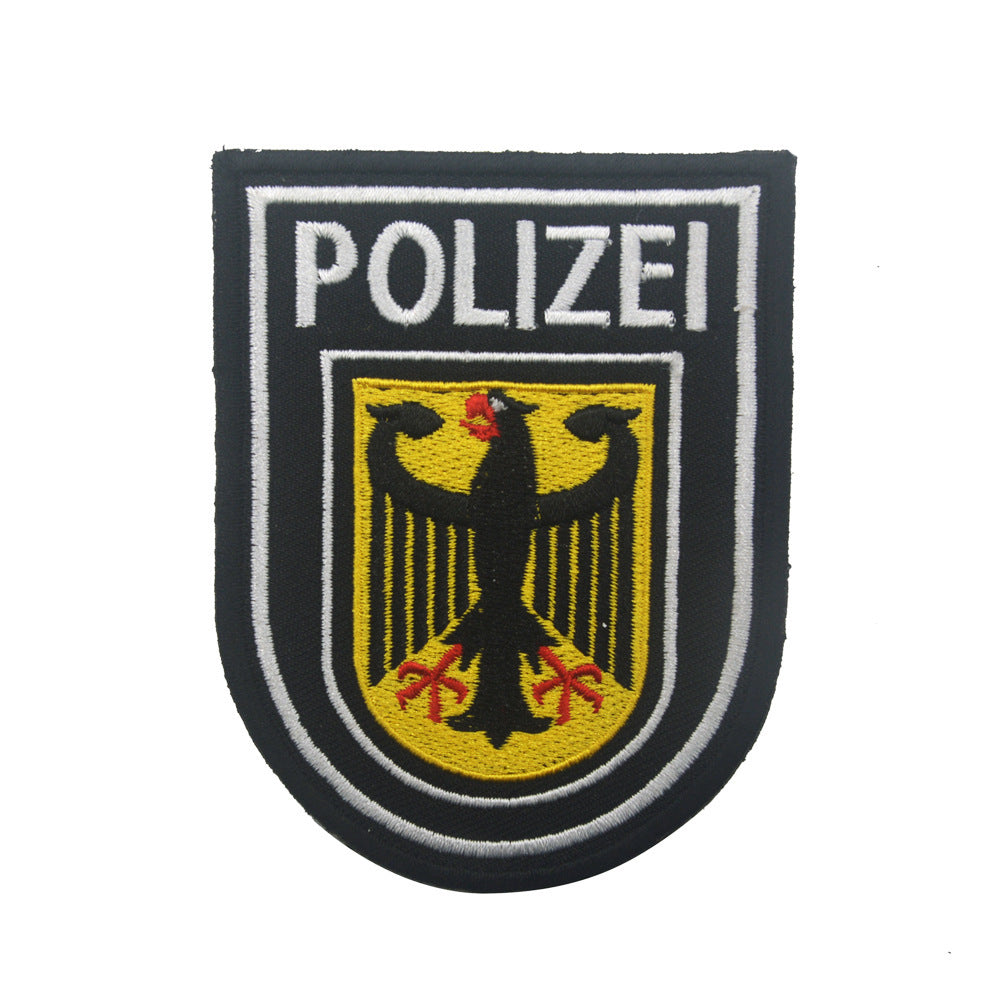 HKM-990419 German Eagle Velcro Patch - Back-to-Back Embroidery, Polyester Fabric, Multi-Color Design for Clothing