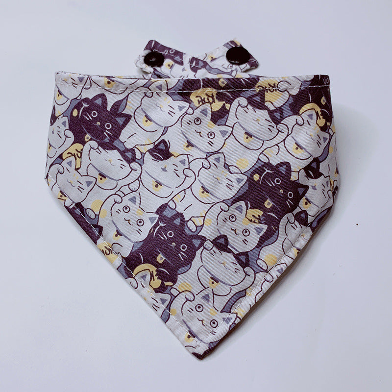 HKM-9904317 Cartoon Print Cotton Lucky Cat Scarf for Everyday Use