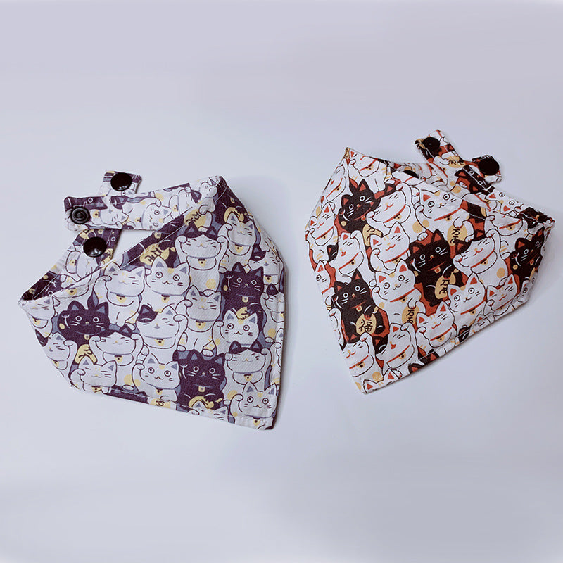 HKM-9904317 Cartoon Print Cotton Lucky Cat Scarf for Everyday Use