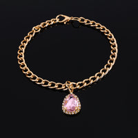 HKM-9904701 Elegant Crystal Pendant Cat Collar with Water Drop Gemstones - Sizes S, M, L
