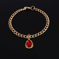 HKM-9904701 Elegant Crystal Pendant Cat Collar with Water Drop Gemstones - Sizes S, M, L
