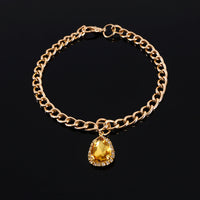 HKM-9904701 Elegant Crystal Pendant Cat Collar with Water Drop Gemstones - Sizes S, M, L