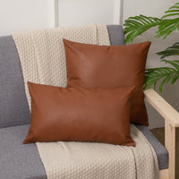HKM-990547 Leather Pillowcase for Cushions - Available in Brown, Reddish Brown, Dark Brown, Dark Green - 30x50cm & 43x43cm