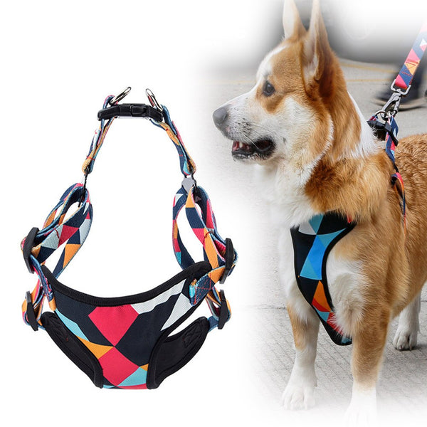 HKM-9905981 Comfortable Nylon Chest Harness for Medium and Large Dogs with Adjustable Traction and Padded Design