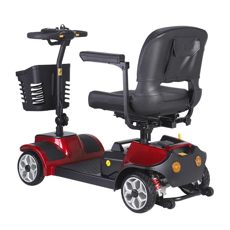 HKM-990611 Red Electric Scooter with 20Ah Lead-Acid Battery for Seniors, 120kg Weight Capacity, 7km/h Max Speed
