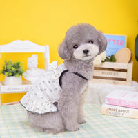 HKM-9907261 Puppy Teddy Small Dog Skirt - Cotton Princess Pet Clothing in Bear and Cherry Colors